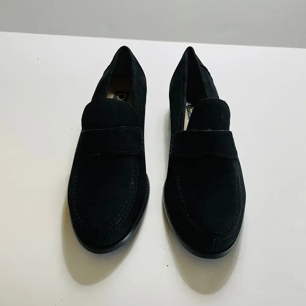 Dolcis Leather Black Suede Loafers Size 6